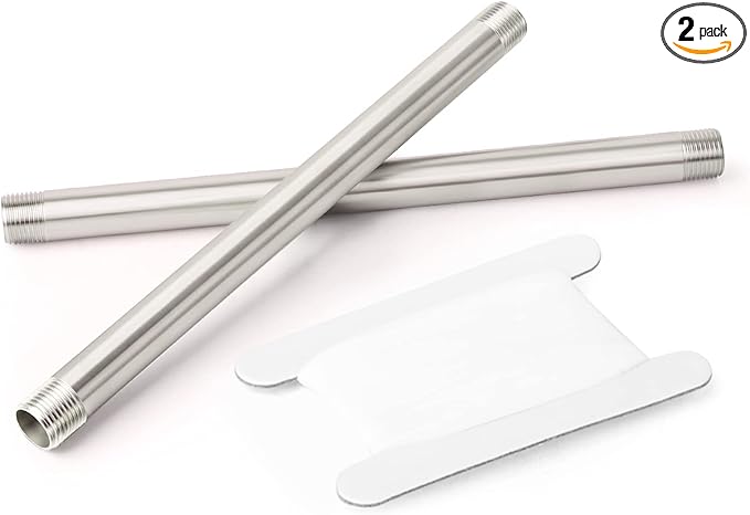 TAISHER 2Pcs Stainless Steel Pipe Fittings, 1/2" NPT x 1/2" NPT Male Threaded, 12" Length Nipple Cast Pipe