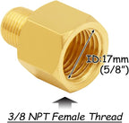 3PCS Brass Reducer Adapter, 3/8" NPT Female to 1/4" NPT Male Thread, Hex Reducing Pipe Fitting Coupler Nipple Connector for Water/Oil/Gas