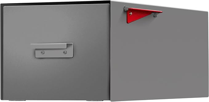 post & porch Malone Mailbox | Post Mounted Mailbox | Black/White/Gray/Brown/Red/Blue/Green, Regular or Large, Weatherproof Mail Box for Outside, Customizable (Gray, Large)