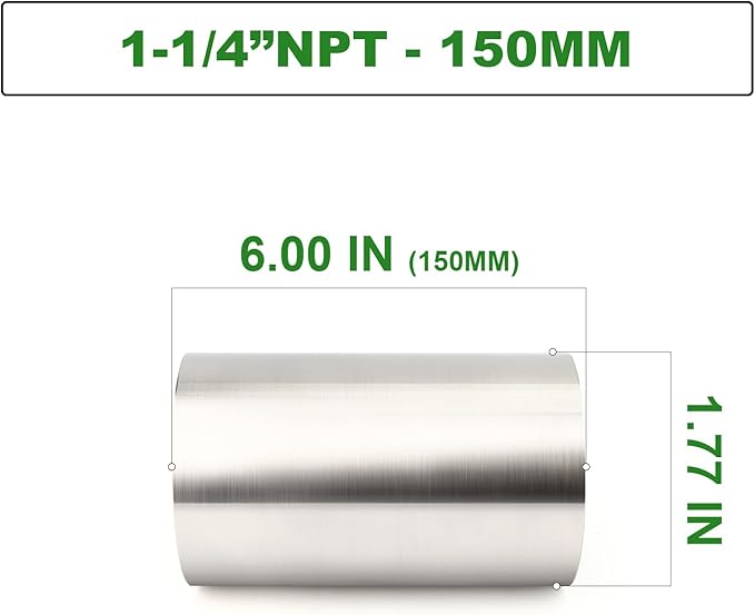 TAISHER 1PCS Stainless Steel Pipe Fittings, 1-1/4" NPT Female x 1-1/4" NPT Female Threaded, 6" Length Nipple Cast Pipe