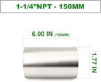 TAISHER 1PCS Stainless Steel Pipe Fittings, 1-1/4" NPT Female x 1-1/4" NPT Female Threaded, 6" Length Nipple Cast Pipe