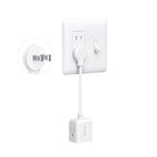 TROND 2 Prong to 3 Prong Flat Outlet Adapter with 6 Inch Cord, 3 Way Flat Plug Extension Outlet Extender, Multi Plug Wall Splitter, for Non-ground Socket in Old Home Office Hotel Travel, White