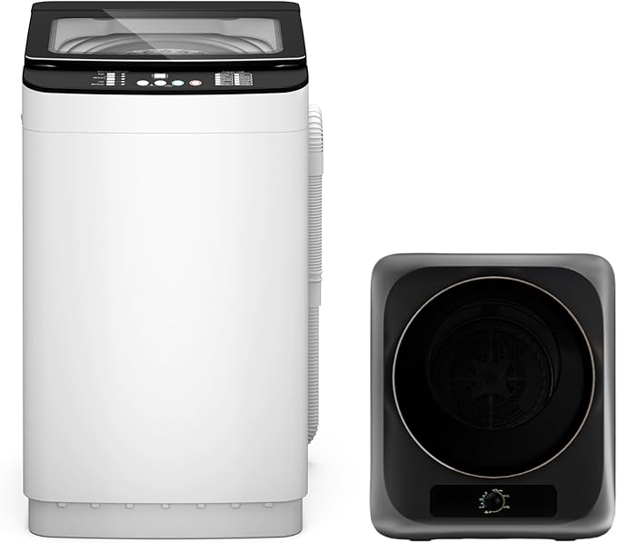 Zynkez 25Lbs Washer and 10Lbs Dryer Combo, Full Automatic Portable Laundry Set with 10 Wash Programs, 5 Dry Modes, Stainless Steel Tub, Compact for Apartments, Dorms, RVs