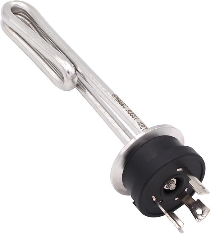 DERNORD 120V 1500W Tri-clamp Foldback Heating Element Stainless Steel Immersion Water Heater with 3-Wire Electrical Locking Plug (1.5 Inch Tri clamp)