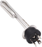 DERNORD 120V 1500W Tri-clamp Foldback Heating Element Stainless Steel Immersion Water Heater with 3-Wire Electrical Locking Plug (1.5 Inch Tri clamp)