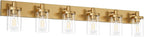 Aipsun Gold Bathroom Vanity Light Farmhouse Vanity Lighting Fixtures 6 Light 48in Bathroom Light Fixtures with Clear Glass Shade(Exclude Bulb)