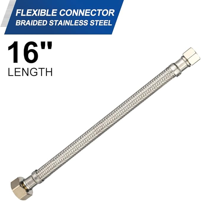 10-Pack EFIELD 16-inch Faucet Supply Lines, 1/2" FIP x 3/8" COMP Faucet Hose, Stainless Steel Braided Supply Line,(HOSE046)
