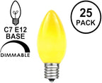 Novelty Lights 500 Case C7 Outdoor Ceramic Christmas Replacement Bulbs, Yellow, C7/E12 Candelabra Base, 5 Watt