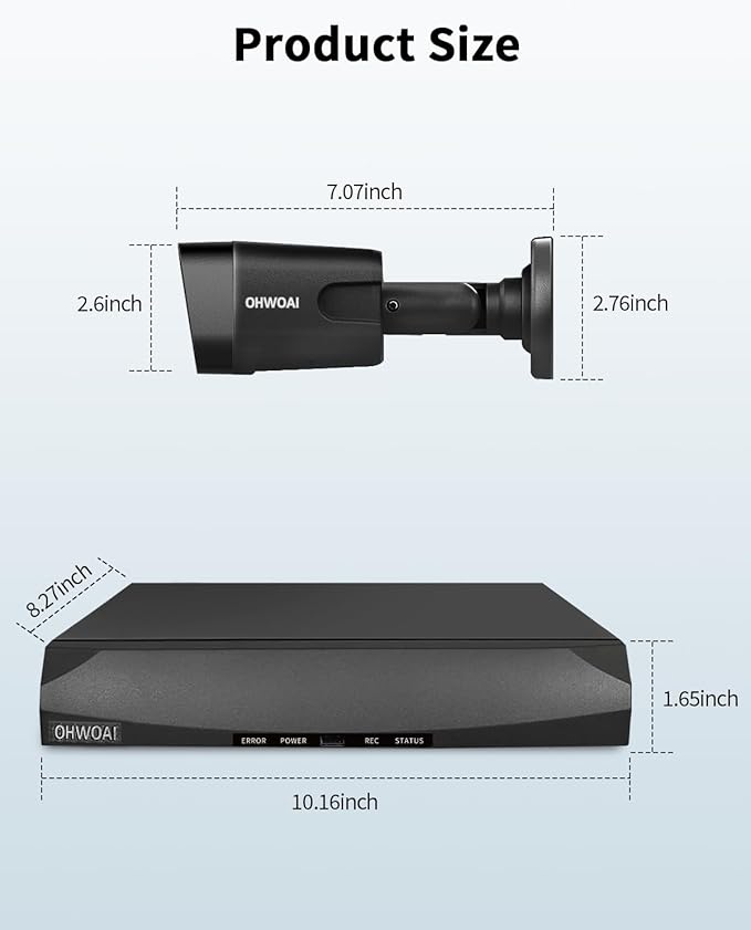 《130° Wide Angle & 2-Way Audio》Outdoor Wired Security Camera System, Black 8.0MP IP Cameras,Home Video Surveillance