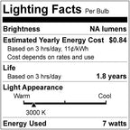 Sunlite 01059 7C7 Incandescent Bulb, 7 Watt, Candelabra E12 Base, C7 Small Night Light, Colored Bulb, White, 12 Count