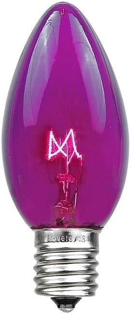 Novelty Lights Christmas Replacement Bulbs - Outdoor Individual Bulbs for Events, Holiday Parties, Patios, and More - C7/E12 Candelabra Base, 5 Watt Lights (Purple, 25 Pack)