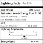 120V/60HZ/4100K PLC-13W 4 Pin G24q-1,Double Tube, ETL Listed Compact Fluorescent Light Bulb-Replaces Sylvania 20671 CF13DD/E/835-Philips 38327-3 PL-C 13W/4P/ALTO & GE 97596 F13DBX/ECO4P. Nice Gifts