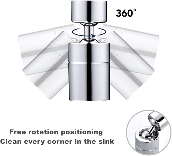 360 Degree Swivel Sink Faucet Aerator,2-FlowBig Angle Water Saving Dual Function,with Gasket Faucet Replacement Part - 55/64 Inch-27UNS Female Thread, 15/16 Inch-27UNS Male Thread Adapters (1)