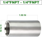 TAISHER 2PCS Stainless Steel Pipe Fittings, 1/4" NPT x 1/4" NPT Female Threaded, 2" Length Nipple Cast Pipe