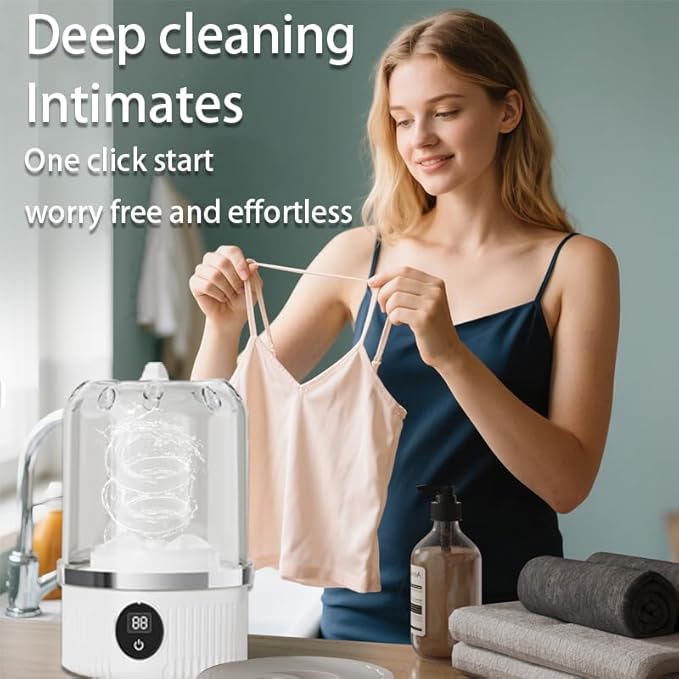 Portable Mini Underwear Washing Machine - Wash Bras, Underwear, Socks with Ease, Digital Control Panel, Efficient Cleaning, Quiet Operation, Small Size Fits Any Luggage & Bathroom