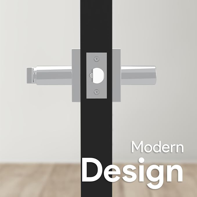 Mega Handles - Prime Entrance Handle, Entry Lever Door Handle, Heavy Duty Square Locking Lever Set for Left or Right-Handed Doors, Interior/Exterior Door Levers - Polished Chrome