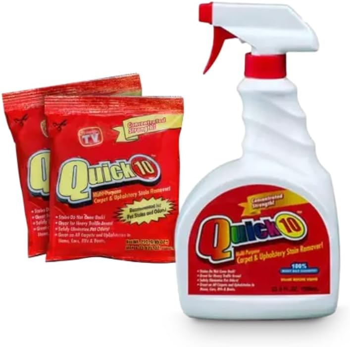QUICK10 - Multipurpose Stain Cleaner - Enzyme Cleaner for Carpet, Clothing, Upholstery & Pet Messes - Pre-Laundry Wash & Versatile Stain Remover