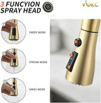 Smart Touch On Kitchen Faucet, 3 Modes Pull Down Sprayer, Sensor Activated, Ceramic Disc Valve, 360-Degree Rotation, 1 or 3 Hole Deck Plate. 10-Year Warranty. (KW-69J, Gold)