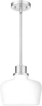 Emak Brushed Nickel Pendant Light Fixtures, Modern Pendant Lights Kitchen Island with Milk Glass Shade, 10 Inch Large Island Lights for Kitchen, Dining Room, Bathroom, PL126-BN-ML