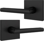 Mega Handles Prime Dummy Lever, Door Handle for Closet or French Doors, Single Side Door Levers, Non-Turning, Fits All Standard Door Sizes, Covered Screws Included - Matte Black (2 Pack) 5"