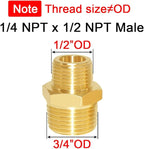 Joywayus 2PCS 1/2" NPT Male x 1/4" NPT Male Hexagon Brass Pipe Fitting Adapter