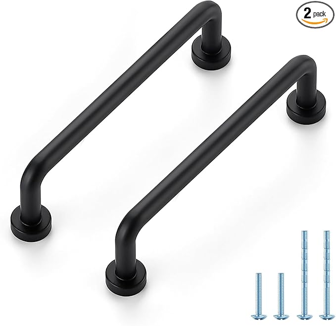 JOY DECOR Cabinet Pulls – 3-3/4 Inch Hole Center, Matte Black, 2 Pack, Zinc Alloy Cabinet Handles for Drawers & Cupboard – Vintage Style Hardware for Kitchen, Bathroom, Dresser, Furniture Makeover