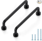 JOY DECOR Cabinet Pulls – 3-3/4 Inch Hole Center, Matte Black, 5 Pack, Zinc Alloy Cabinet Handles for Drawers & Cupboard – Vintage Style Hardware for Kitchen, Bathroom, Dresser, Furniture Makeover