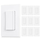 ELEGRP Dimmer Switch, Digital Dimmer Light Switch for LED Lights 150W, INC/HAL 450W, Single Pole LED Dimmer Switch, Needs Neutral Wire, Wall Plate Included, UL Listed, 10 Pack, Matte White