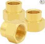 3PCS Brass Reducer Adapter, 1/2" NPT Female to 3/4" NPT Female Thread, Hex Reducing Pipe Fitting Coupler Nipple Connector for Water/Oil/Gas