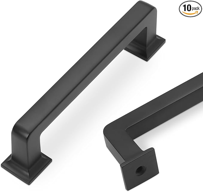 COTYKILEY 10 Pack 3.75 Inch(96mm) Matte Black Kitchen Cabinet Handles Cabinet Pulls Cabinet Door Handles Kitchen Cabinet Hardware Cupboard Drawer Pulls Dresser Handles