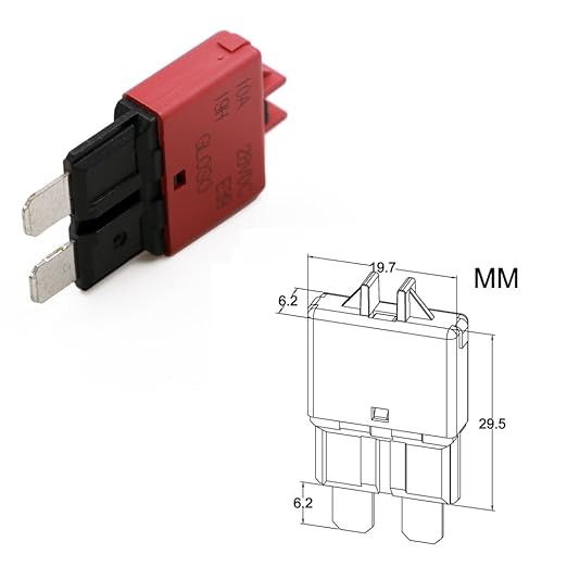 E39 Manual-Resettable Blade Automotive Fuse - ATC/ATO Low-Profile 10A, 12V-32V DC for Marine/RV/Car (5-Pack)