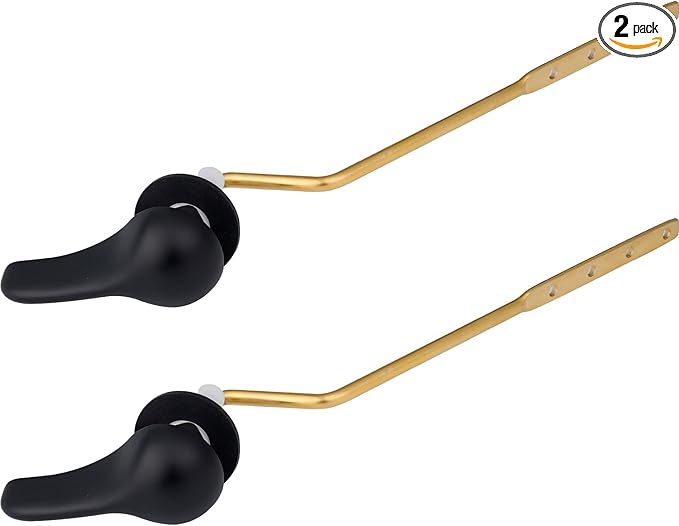 iFealClear Universal Side Mount Toilet Tank Flush Lever, Angle Mount Handle Replacement Kit, Solid Brass Trip Lever Fits Most Toilets, Matte Black