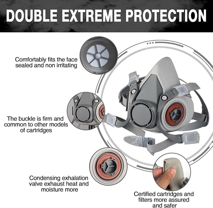 6200 Half Face Respirator Mask with Filters, Gas Mask Ideal for Painting, Woodworking, Sanding, Spraying