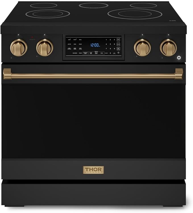 Gordon Ramsay by THOR Kitchen 36 Inch Professional Electric Range with Tilt Panel Touch Control in Black/Bronze