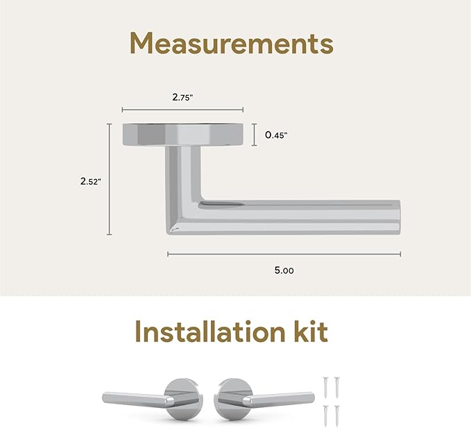 Mega Handles Ronn Dummy Lever Door Handle Set for Closet or French Doors, Single Side, Non-Turning Reversible Door Levers, Fits All Standard Door Sizes, Screws Included - Polished Chrome (2 Pack)