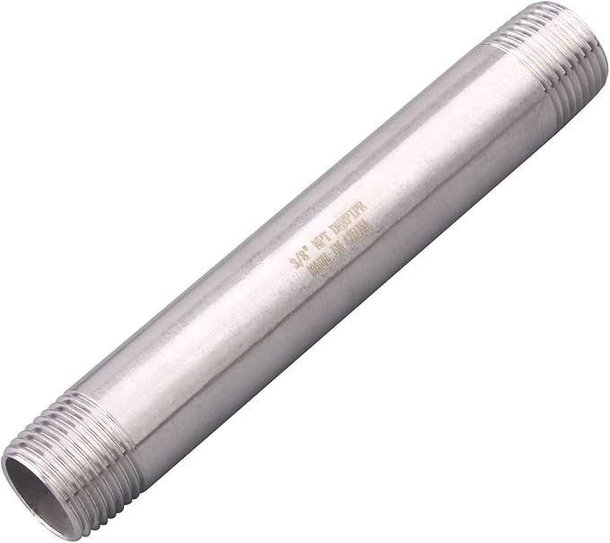 3/8" X 3/8" NPT Male Nipple Stainless Steel 304 Cast Pipe Coupling Fitting 4" Length (pack of 2)