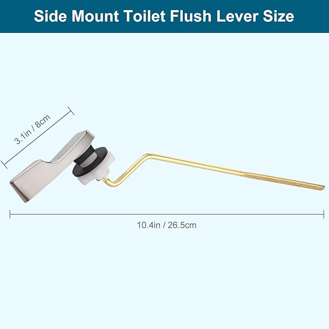 Universal Side Mount Metal Toilet Handle Replacement Kit Compatible with American Standard/Mansfield/Gerber/TOTO/Kohler Toilet, Toilet Tank Flusher Lever with Flapper Chain, Brushed Nickel