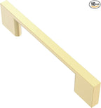 Alzassbg 10 Pack Brushed Gold Cabinet Pulls, 3-3/4 Inch(96mm) Hole Centers Rectangle Cabinet Handles Kitchen Pulls for Drawers and Cabinets AL3051BG
