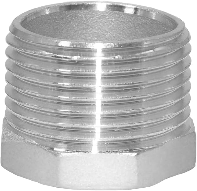 Joywayus Stainless Steel Hex Head Bushing Reducer Pipe Fitting 1 NPT Male × 1/2 NPT Female (Pack of 2)