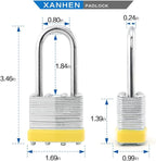 Keyed Alike Laminated Steel Padlocks with Long Shackle for Sheds, Fences & Lockers (6-Pack)