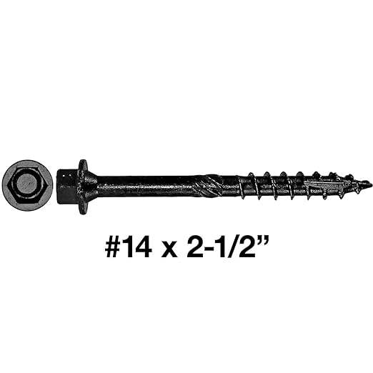 Jake Sales #14 X 2-1/2" Heavy Duty Black Timber/Log/Landscaping Wood Screws - Exterior Coated Heavy Duty Screws 5 Pounds ~197 Screws