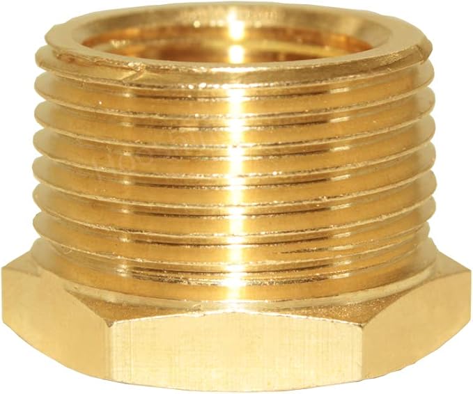 Hooshing 6PCS Brass Pipe Fitting Reducer Hex Bushing 3/4" NPT Male x 1/2" NPT Female Thread Reducer Hose Tube Atapter