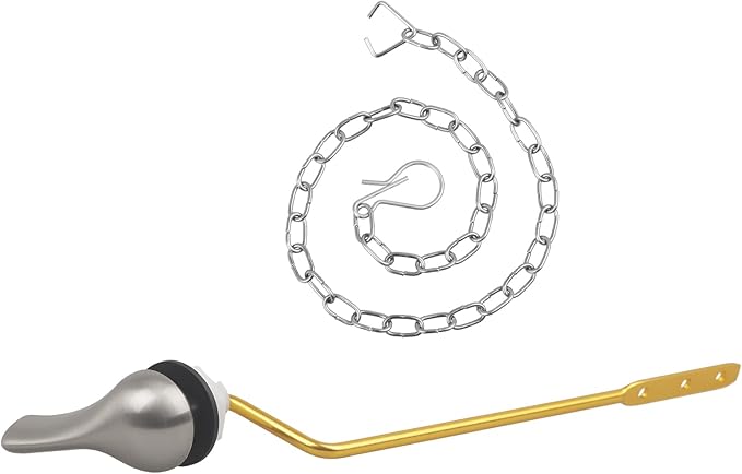 Toilet Handle Replacement Kit - Side Mount Toilet Trip Levers with Seal Gasket and Nut, Stainless Steel Flapper Chains, Universal Replacement (Brushed Nickel)