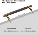 Solid Brass Cabinet Pulls, Knurled Cabinet Pull, Antique Brass Drawer Handles for Bathroom, Bedroom, Kitchen (2, 6.3inch/160mm)