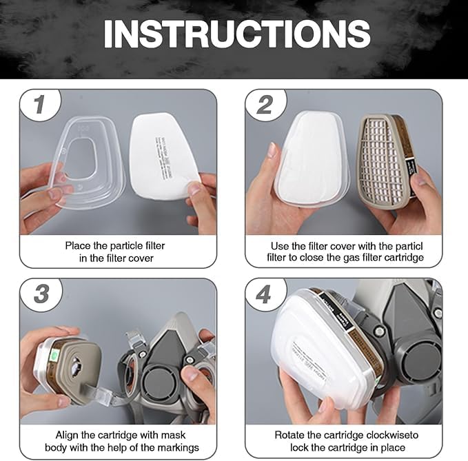 6200 Half Face Respirator Mask with Filters, Gas Mask Ideal for Painting, Woodworking, Sanding, Spraying