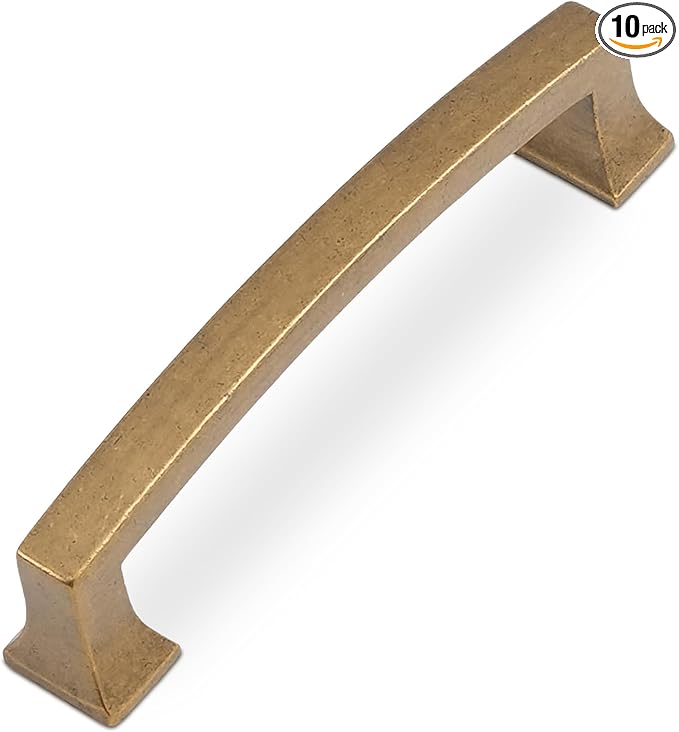 COTYKILEY 10 Pack 4 Inch(102mm) Antique Brass Kitchen Cabinet Handles Cabinet Pulls Vintage Drawer Pulls Aged Gold Bronze Kitchen Cabinet Hardware
