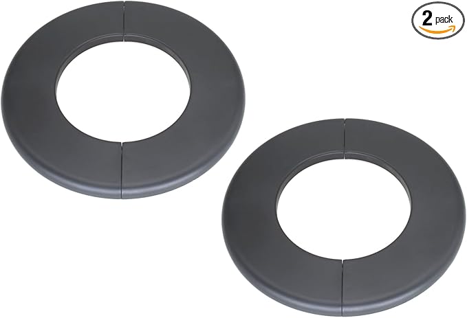 2 Pack Wall Split Flange ABS Round Escutcheon Plate for 3.0"/ 76mm Diameter Pipe Faucet Decoration Accessories (Black)