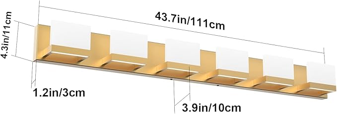 Tipace Gold Vanity Lights for Bathroom Modern LED 6 Lights Bathroom Vanity Lights Up and Down Wall Light Fixtures 6000K