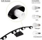 4-Light Matte Black Vanity Light Fixture with White Glass Shade for Bathroom Over Mirror, 31.5 Inches