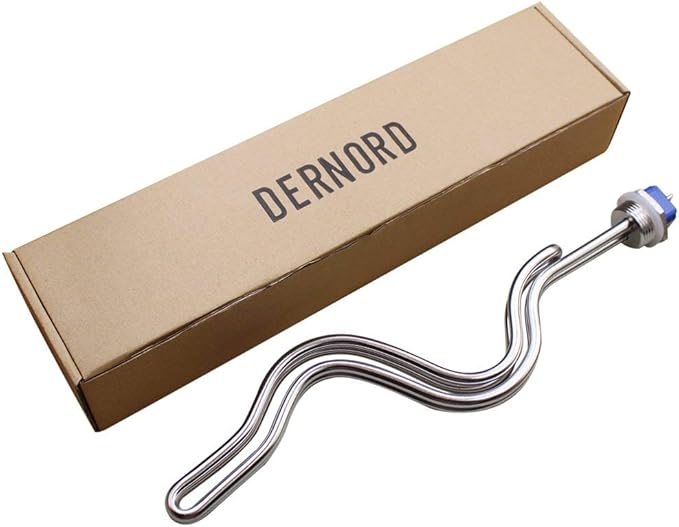 DERNORD 240V 6500W Immersion Ripple Foldback Brewing Water Tubular Heater Element with 1 Inch NPSM Thread White